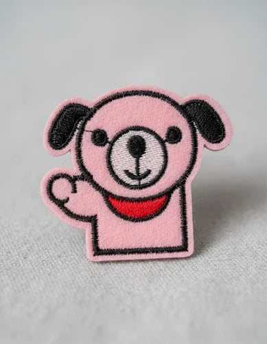Parche Camiseta Perrito Rosa Saludando
