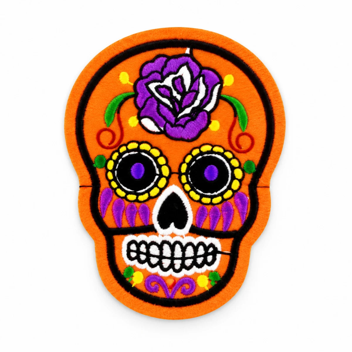 Parche Grande Camiseta Calavera Mexicana Naranja y Morada