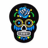 Parche Grande Camiseta Calavera Mexicana Negra y Azul