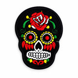 Parche Grande Camiseta Calavera Mexicana Negra y Roja