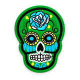 Parche Grande Camiseta Calavera Mexicana Verde y Azul