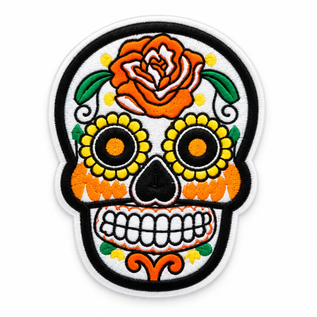 Parche Grande Camiseta Calavera Mexicana con Rosa