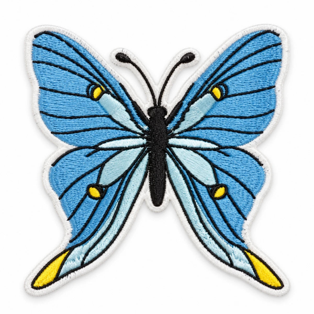 Parche Grande Camiseta Mariposa Azul con Detalles Amarillos