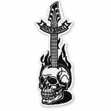Parche Grande Camiseta Rock & Roll Calavera Guitarra en Llamas