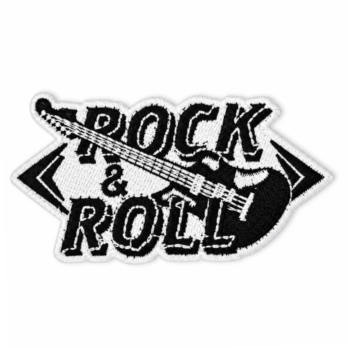 Parche Grande Camiseta Rock Guitarra Eléctrica Blanco y Negro