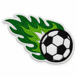 Parche Mediano Camiseta Balón de Fútbol en Llamas Verdes