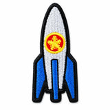 Parche Mediano Camiseta Cohete Espacial Blanco y Azul con Estrella