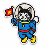 Parche Mediano Camiseta Gato Astronauta con Bandera Espacial