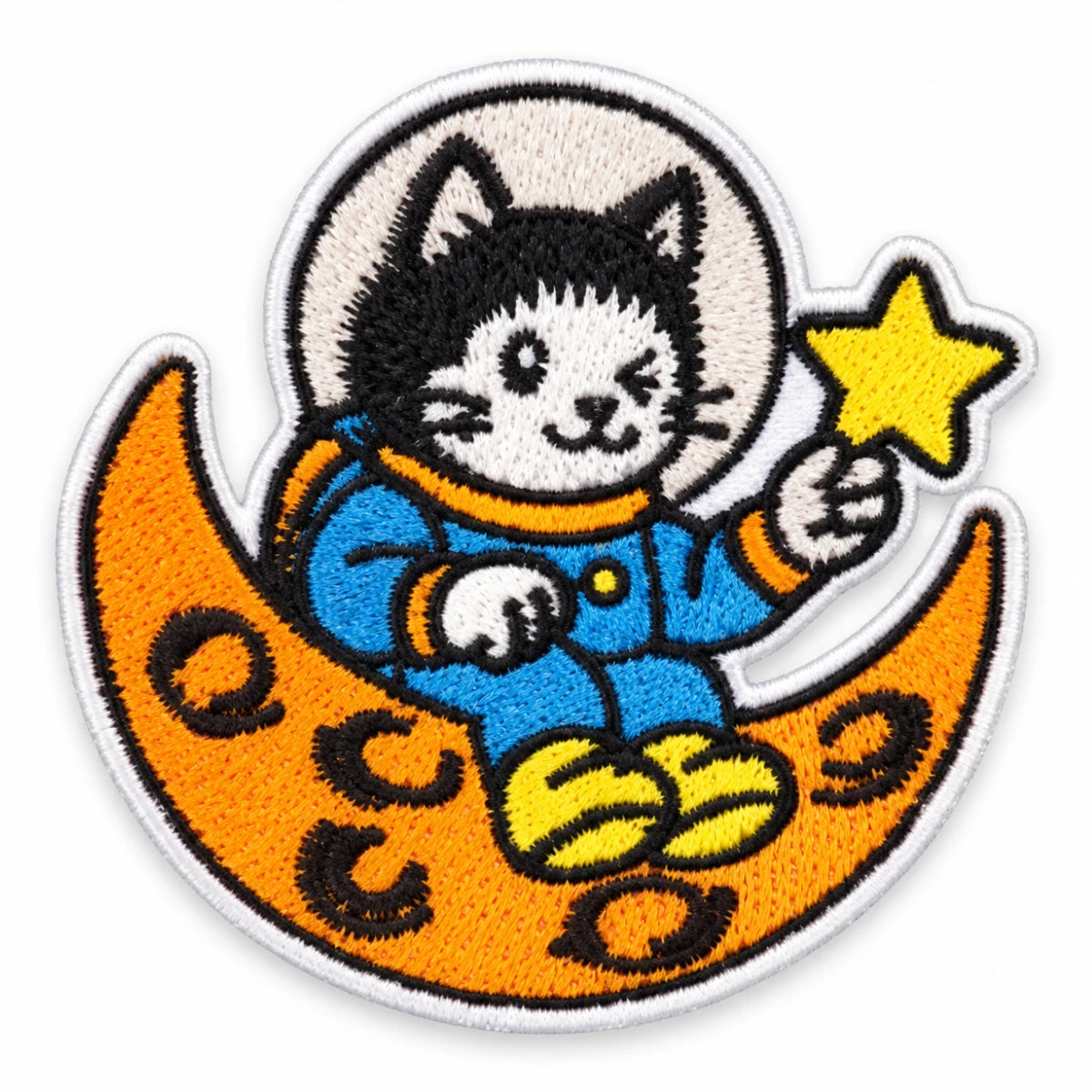 Parche Mediano Camiseta Gato Astronauta en Luna Creciente