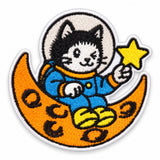 Parche Mediano Camiseta Gato Astronauta en Luna Creciente