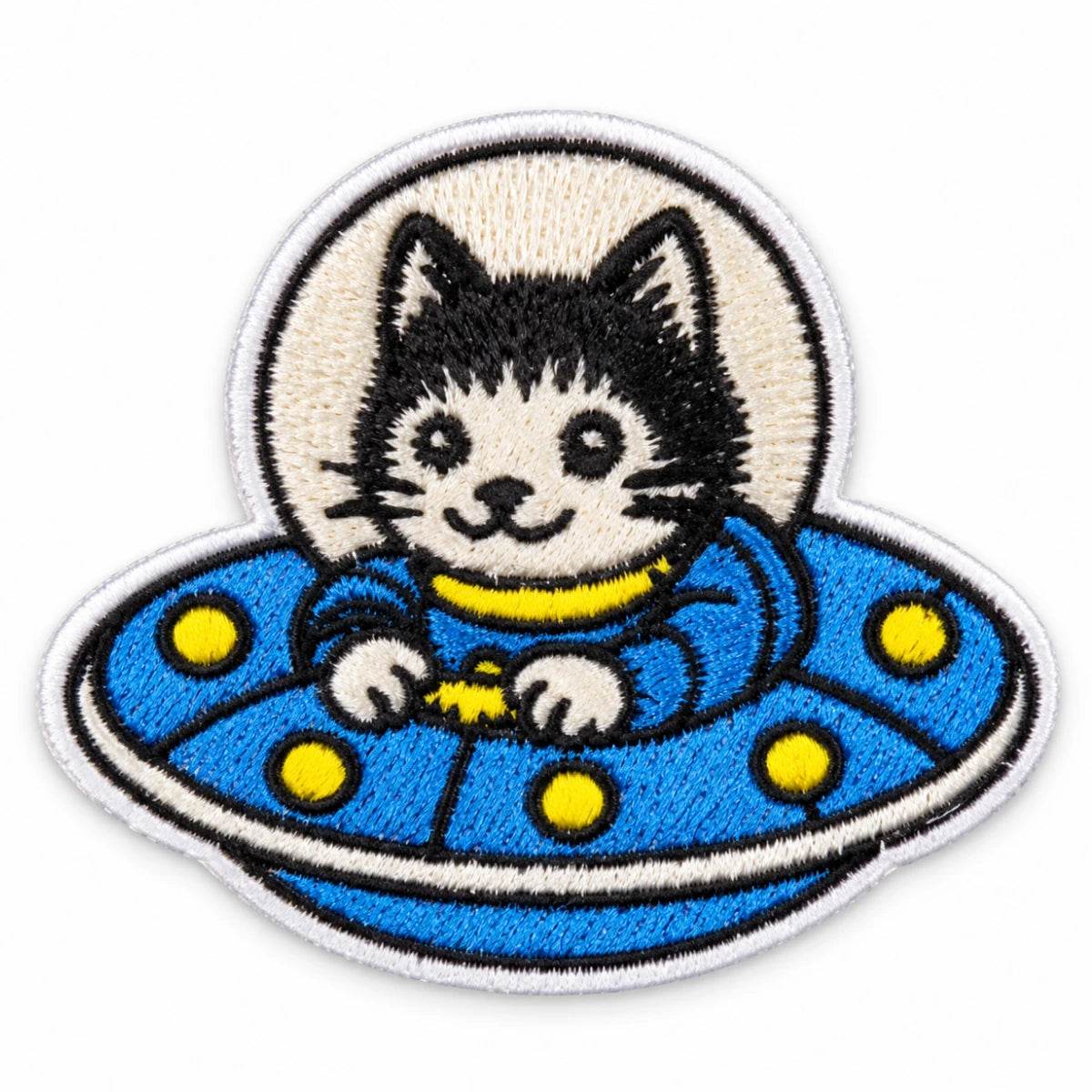 Parche Mediano Camiseta Gato Astronauta en Platillo Volador