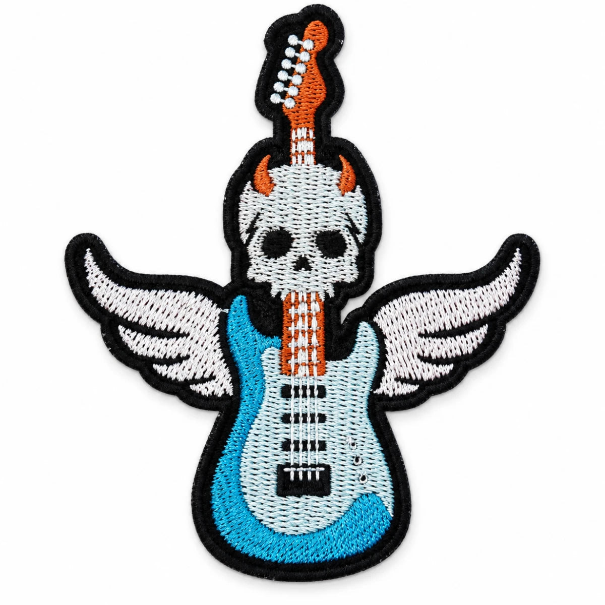 Parche Mediano Camiseta Guitarra Eléctrica Alada con Calavera
