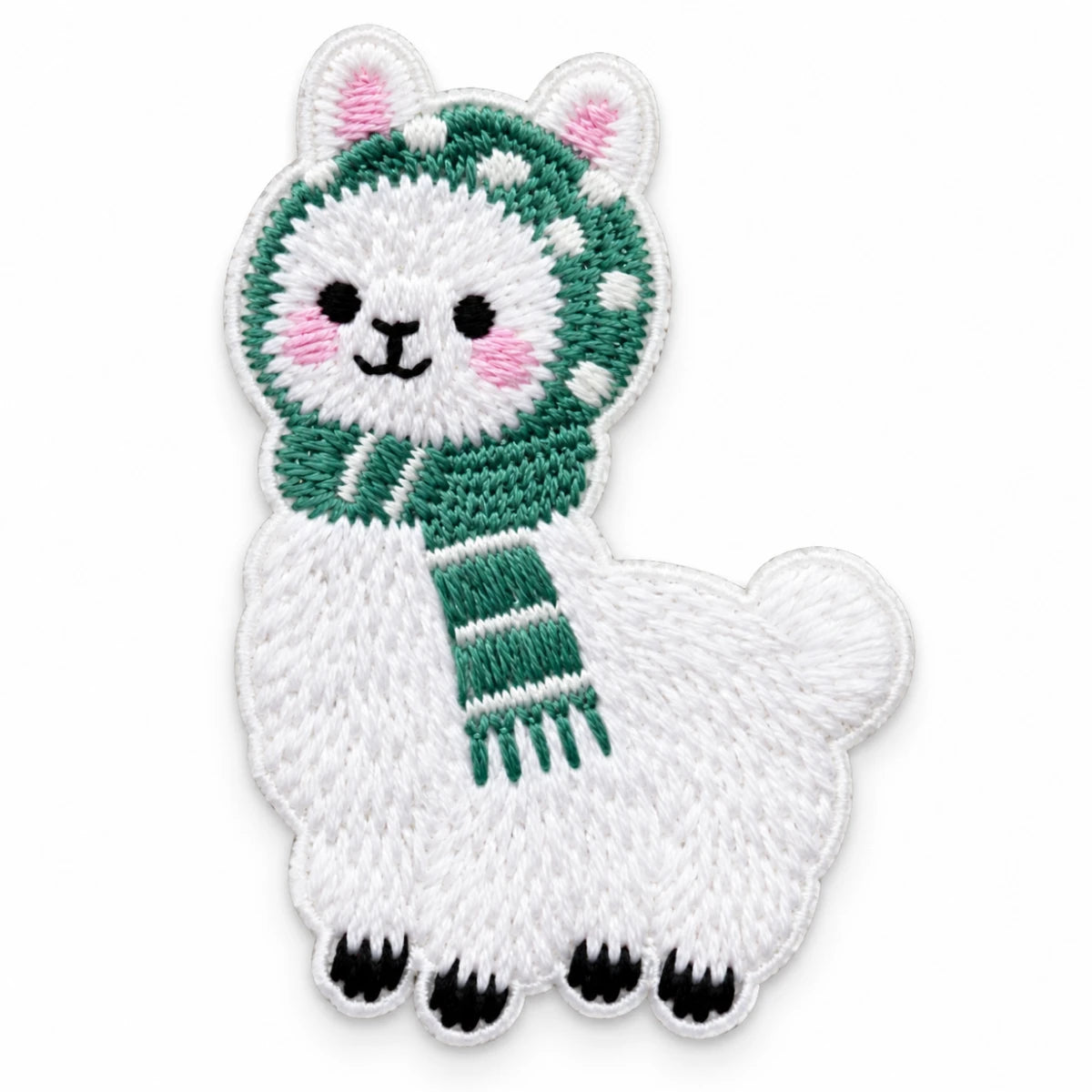 Parche Mediano Camiseta Llama Blanca con Bufanda Verde