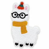 Parche Mediano Camiseta Llama Blanca con Gafas y Bufanda Amarilla