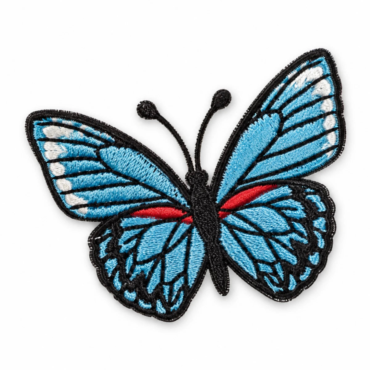 Parche Mediano Camiseta Mariposa Azul con Detalles Rojos