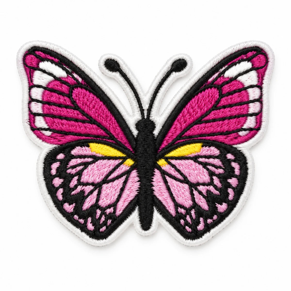 Parche Mediano Camiseta Mariposa Rosa y Negra con Detalles Amarillos
