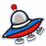 Parche Mediano Camiseta Platillo Volador Espacial Azul y Rojo