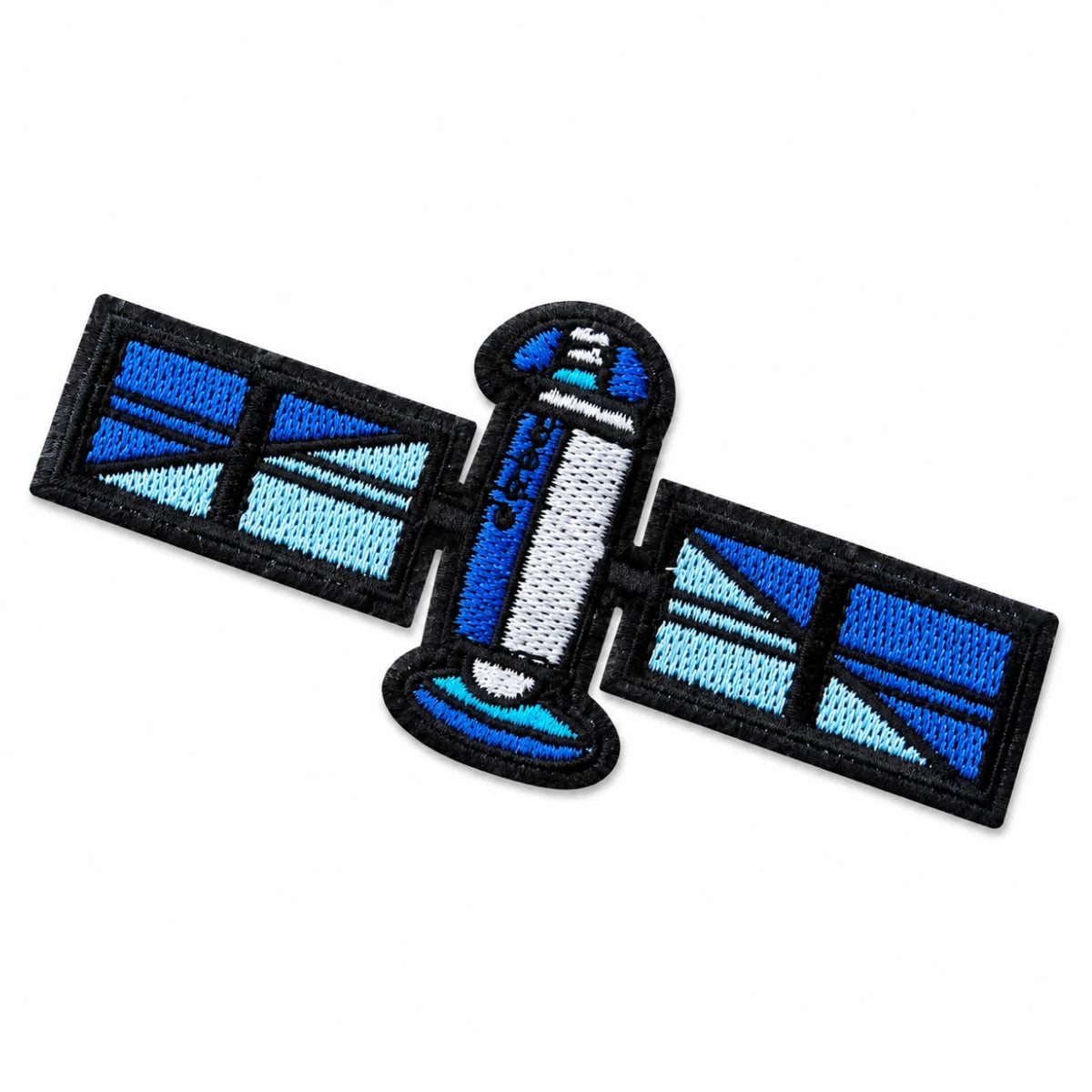 Parche Mediano Camiseta Satélite Espacial Azul y Negro