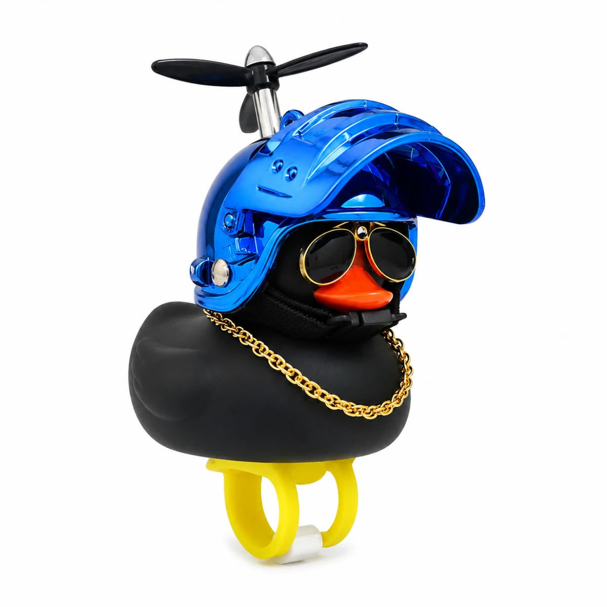 Pato Motero Negro Casco Abatible Azul