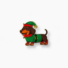 Pin Acrílico Perro Salchicha Duende Santa