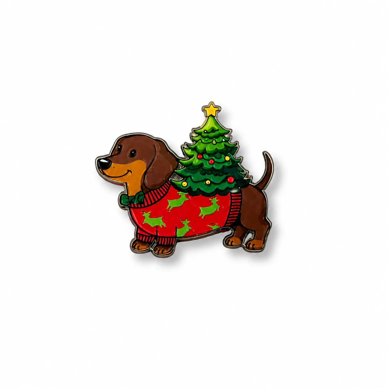 Pin Acrílico Perro Salchicha Árbol de Navidad