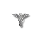 Pin Metálico Caduceo Plateado