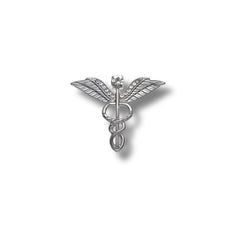 Pin Metálico Caduceo Plateado