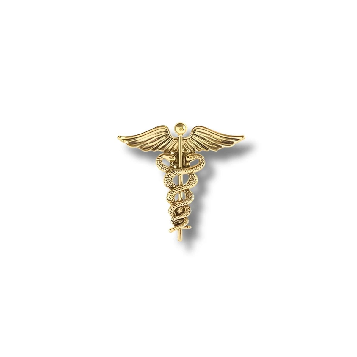 Pin Metálico Caduceo Serpientes Dorado