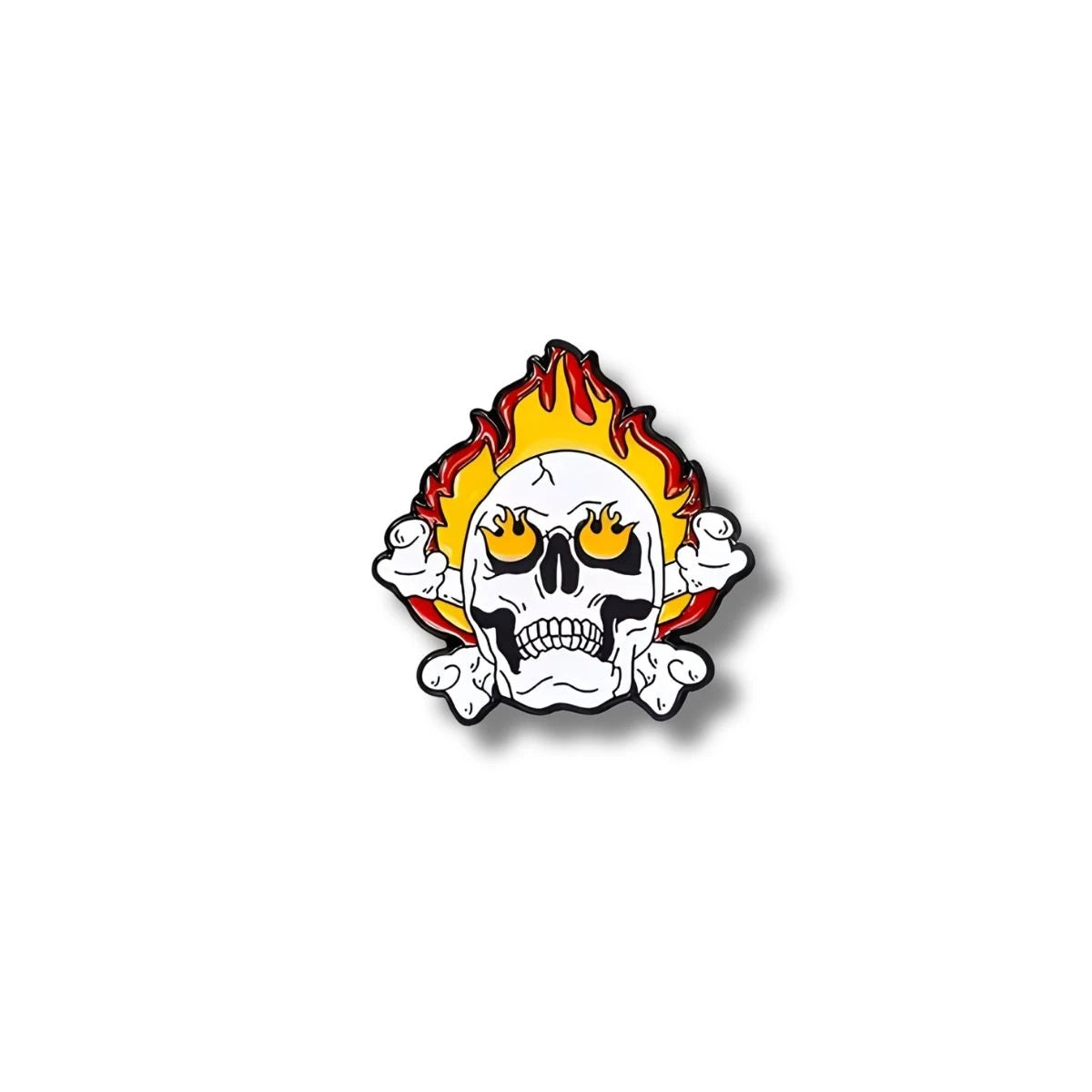 Pin Metálico Calavera en Llamas