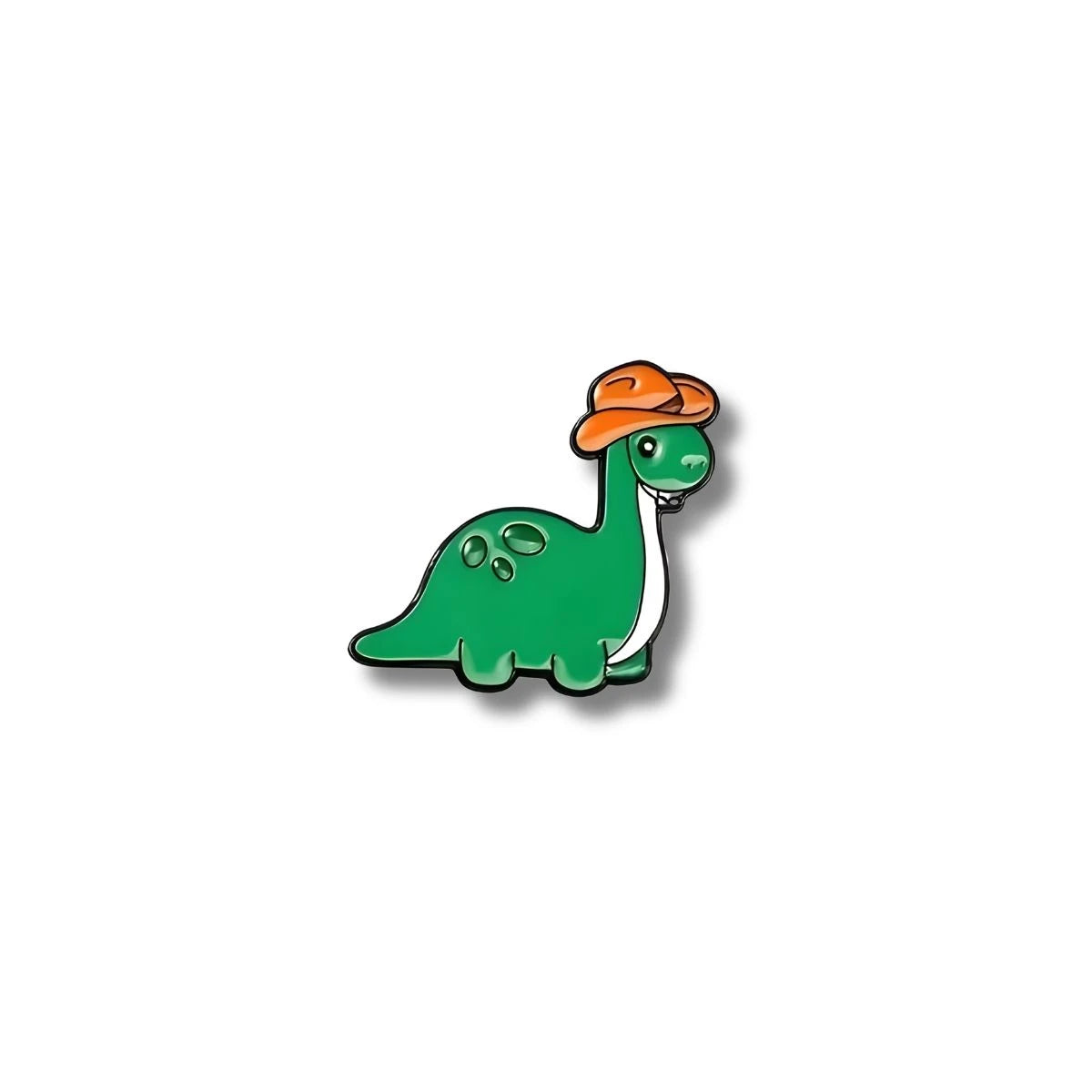 Pin Metálico Dinosaurio Cuello Largo Sombrero Naranja