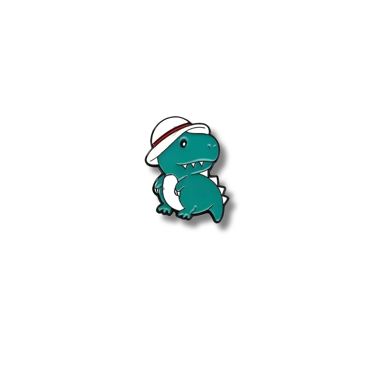 Pin Metálico Dinosaurio T-Rex Sombrero Blanco