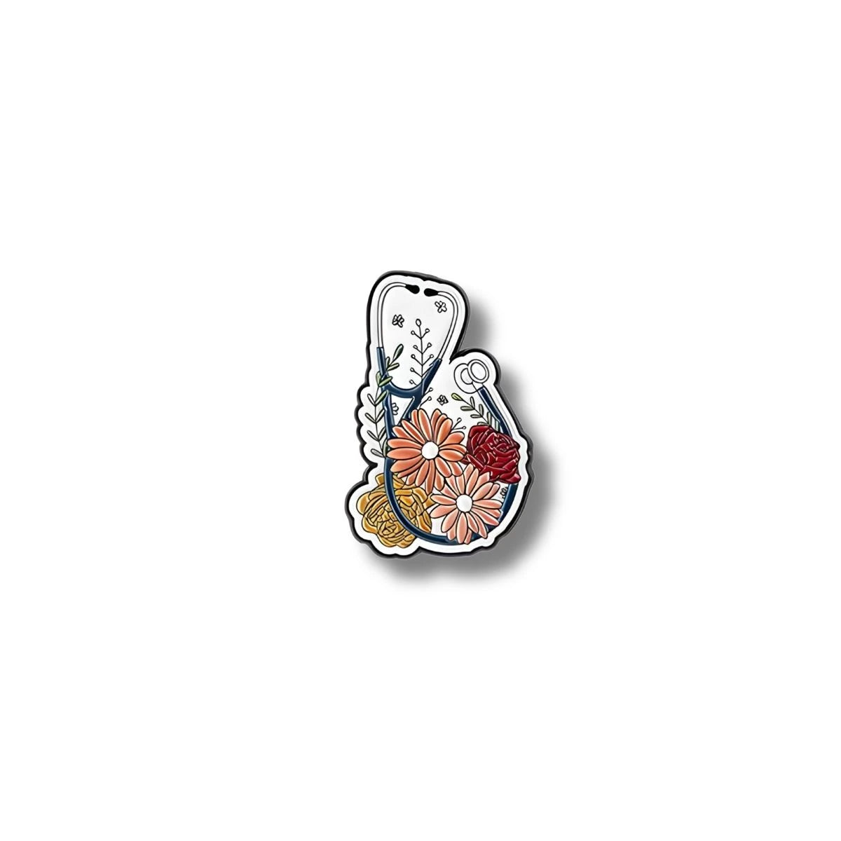 Pin Metálico Estetoscopio Floral