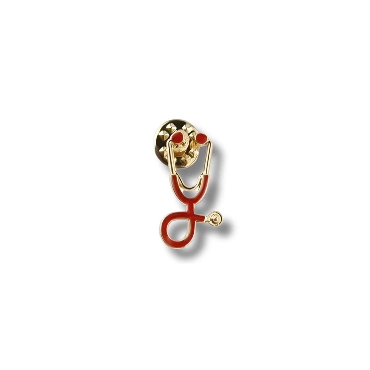 Pin Metálico Estetoscopio Rojo Dorado