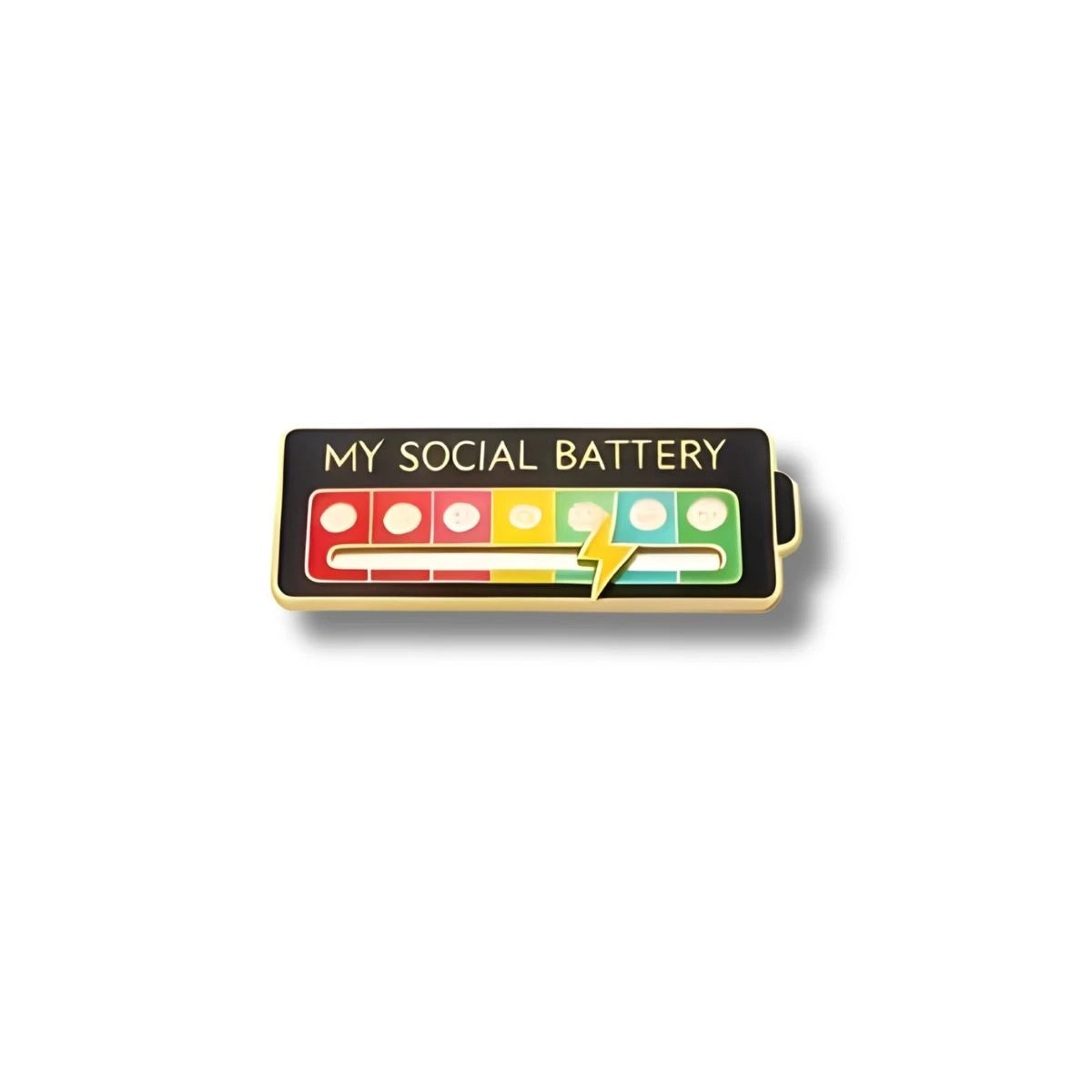 Pin Metálico My Social Battery Batería Negra