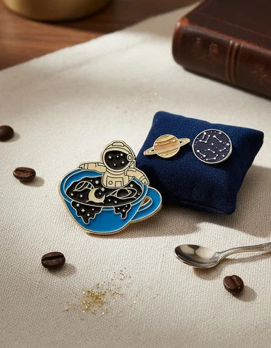 Pin Metálico Astronauta Café Estelar