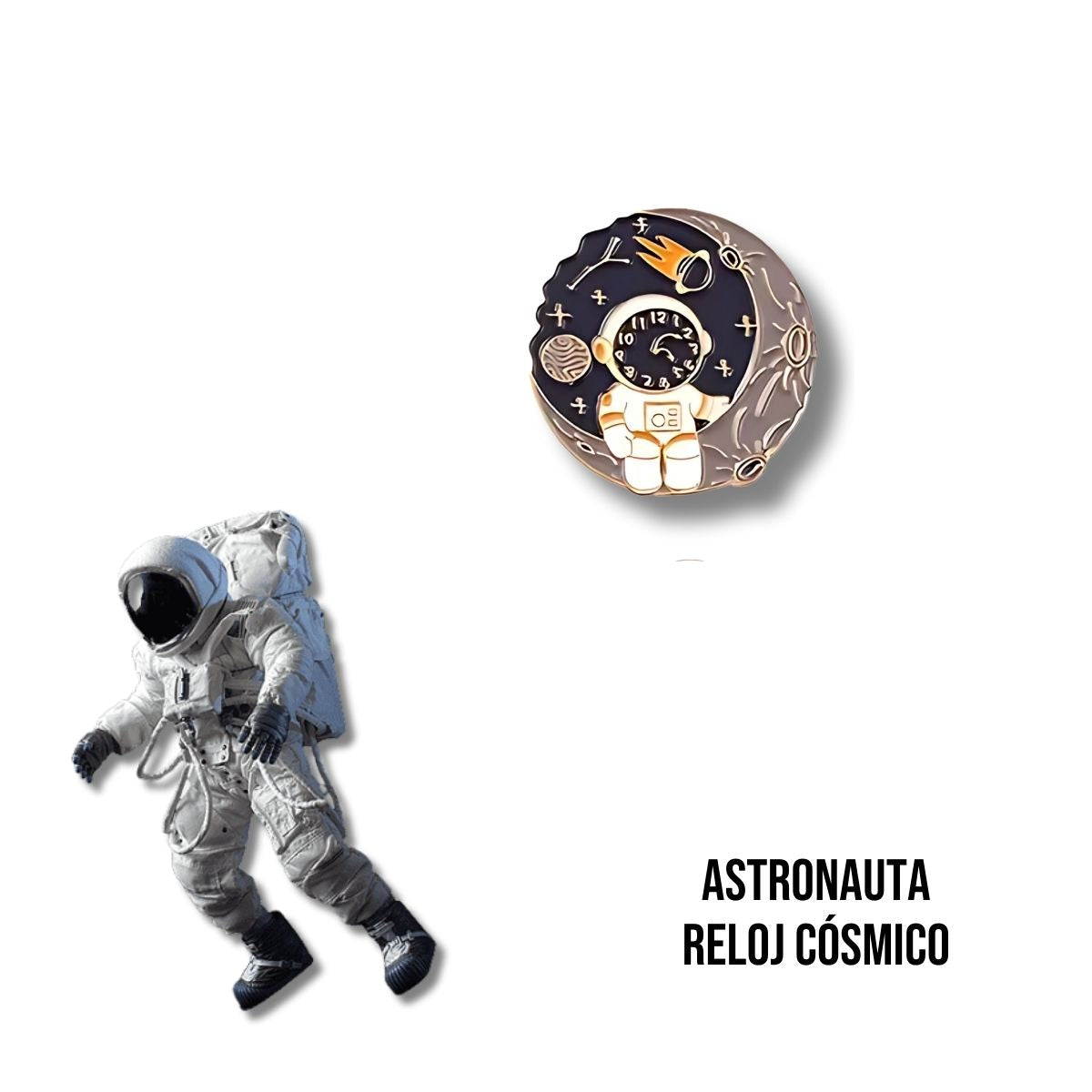 Pin Metálico Astronauta Reloj Cósmico