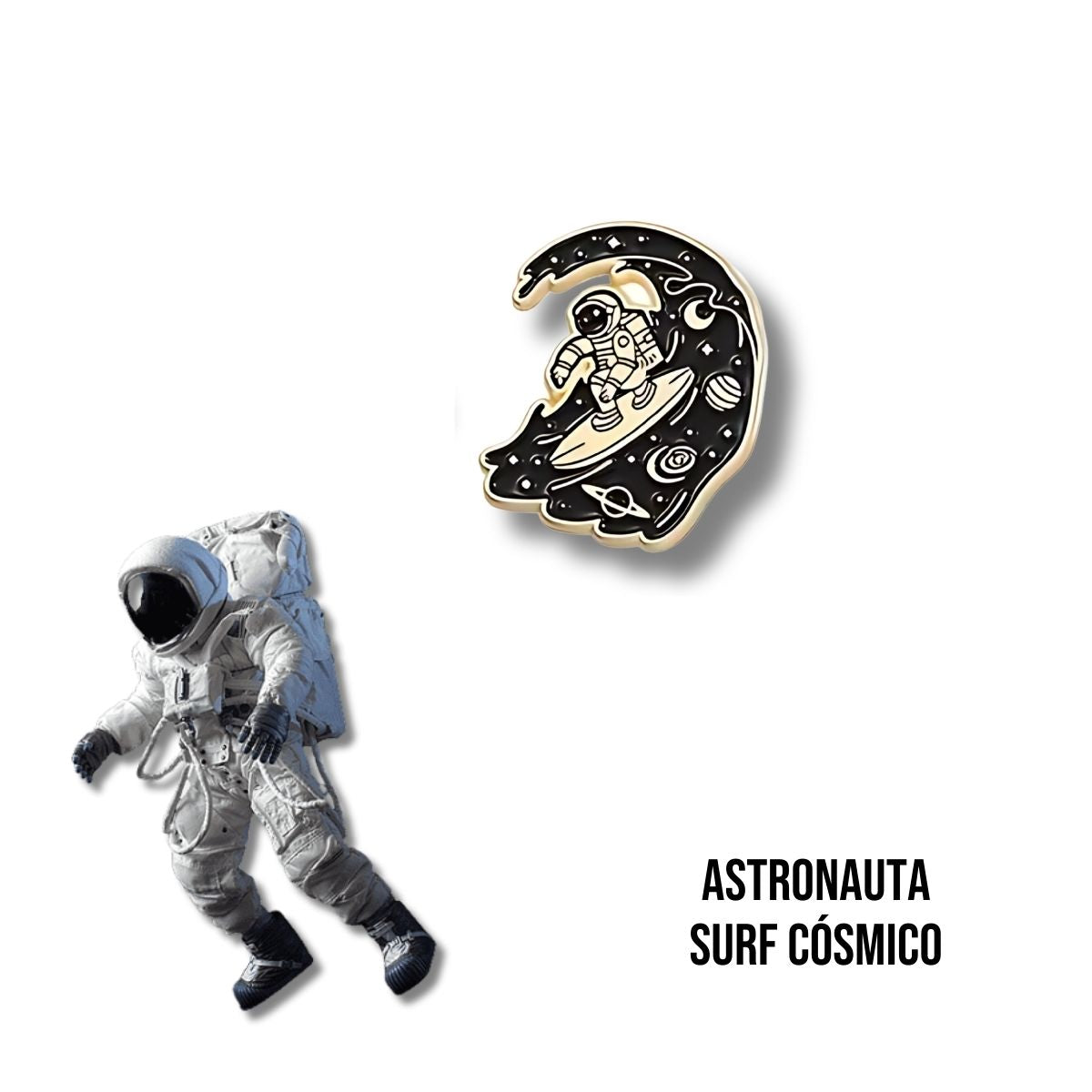 Pin Metálico Astronauta Surf Cósmico