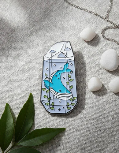 Pin Metálico Ballena en Botella