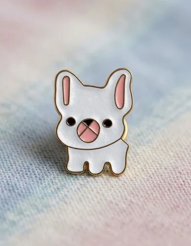 Pin Metálico Bulldog Francés Blanco