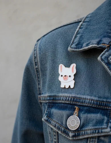 Pin Metálico Bulldog Francés Blanco