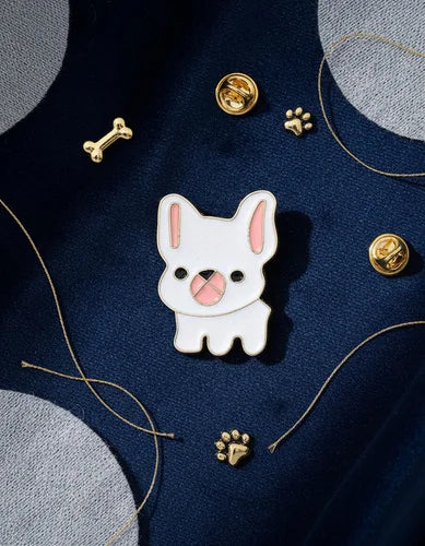 Pin Metálico Bulldog Francés Blanco