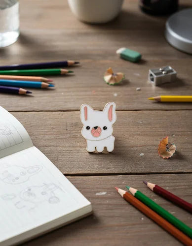 Pin Metálico Bulldog Francés Blanco