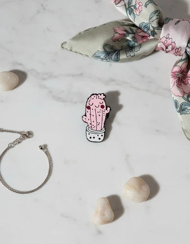 Pin Metálico Cactus Rosa Feliz