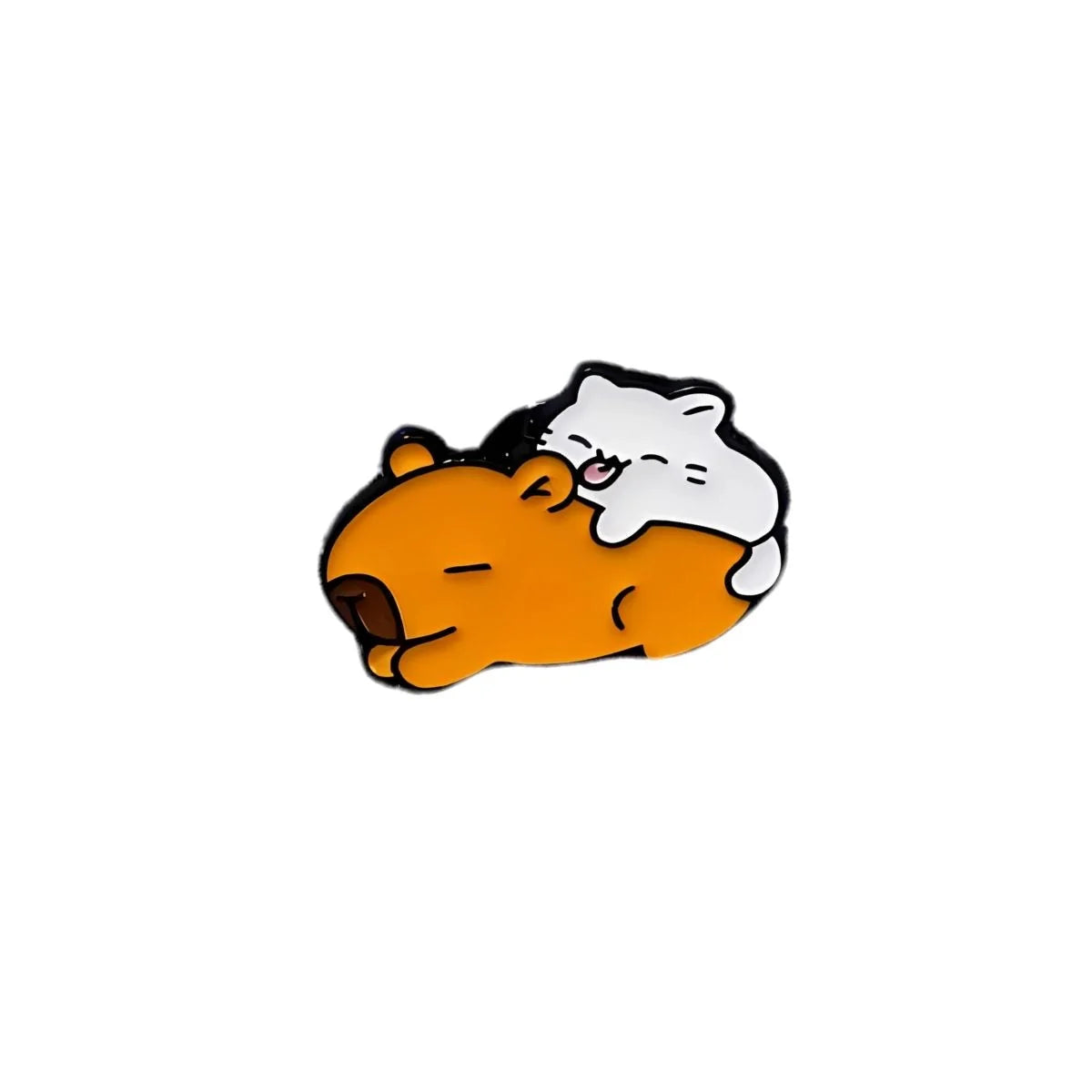 Pin Metálico Capibara Durmiendo con Gato