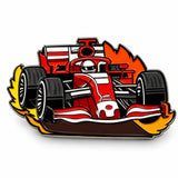 Pin Metálico Carro Fórmula 1 Rojo Llamas de Carrera