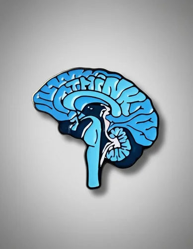 Pin Metálico Cerebro Azul Sección Lateral