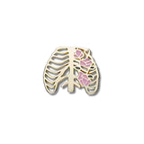 Pin Metálico Costillas Doradas con Flores Rosa