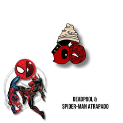 Pin Metálico Deadpool y Spider-Man Atrapados