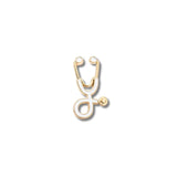 Pin Metálico Estetoscopio Blanco Dorado