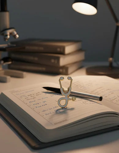 Pin Metálico Estetoscopio Blanco Dorado